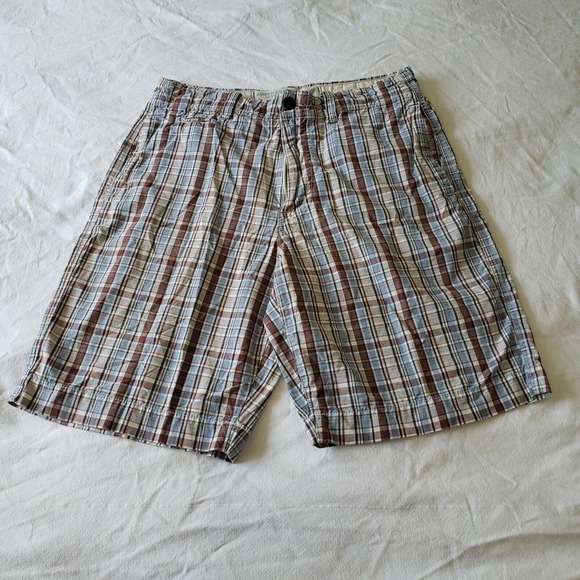 American Eagle Outfitters Other - American Eagle Outfitters Mens Bermuda Shorts Size 32 Cotton Plaid Blue Brown
